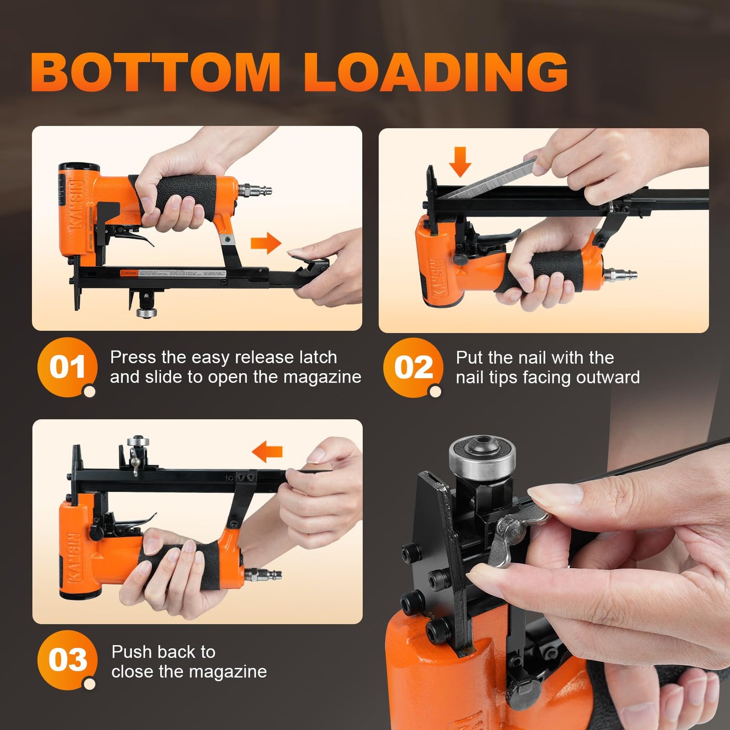 Kamsin KN7116SG 22 Gauge Pneumatic Upholstery Stapler Bundle with 10,000pcs 3/8" Crown 1/4" Leg Length KAMSIN 7106 Staples