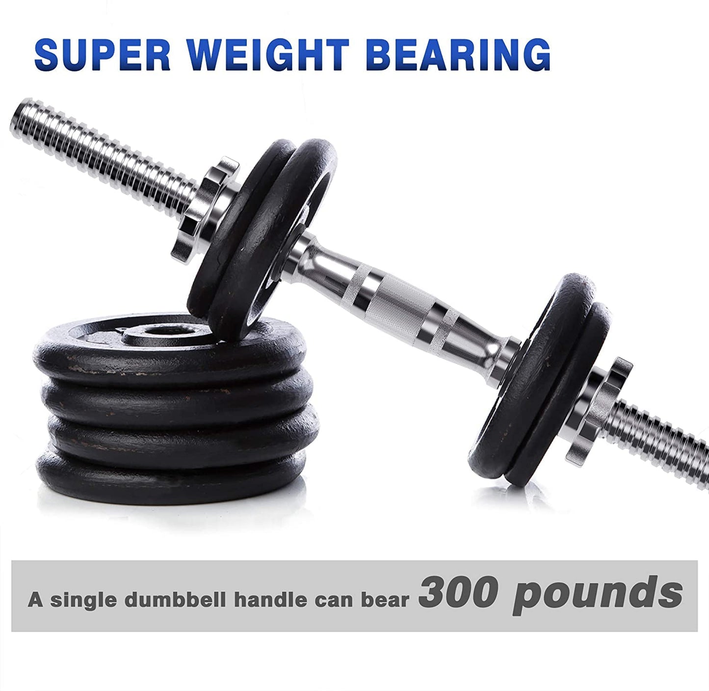 Rowland Harbor Threaded Dumbbell 12.6/14.2/14.8/15.7inch(30/35/38/40cm) curved Handles/Adjustable Dumbbell Bar Handles - Fit 1 inch Standard Weight Plate - Weightlifting Accessories - Sold in Pair