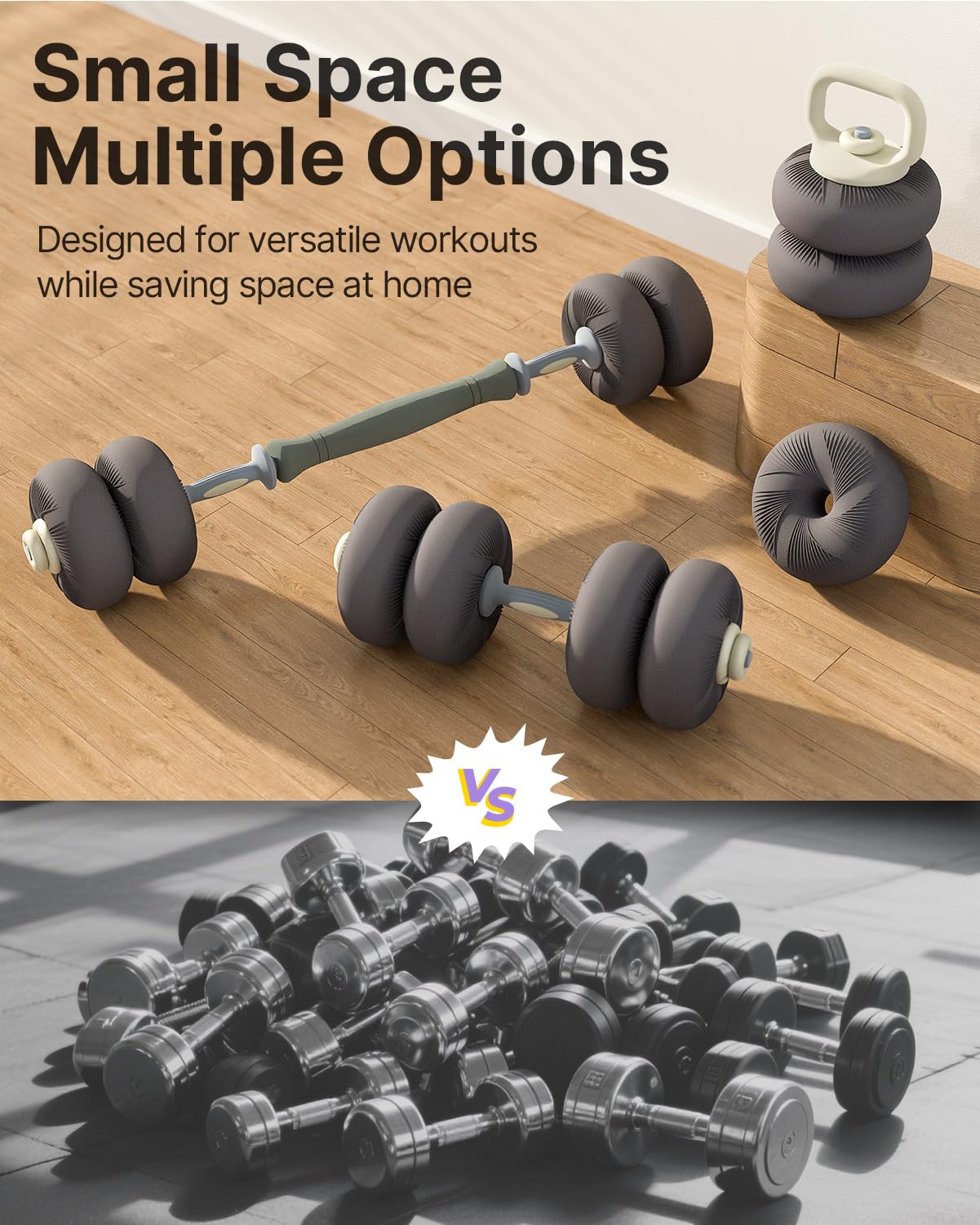 YOTTOY Weights Dumbbells Set,Free Weight Set with Connector, 4 in1 Dumbbells Set Used as Barbell, Kettlebells, Push up Stand, Weight Plate, Fitness Exercises for Home Gym