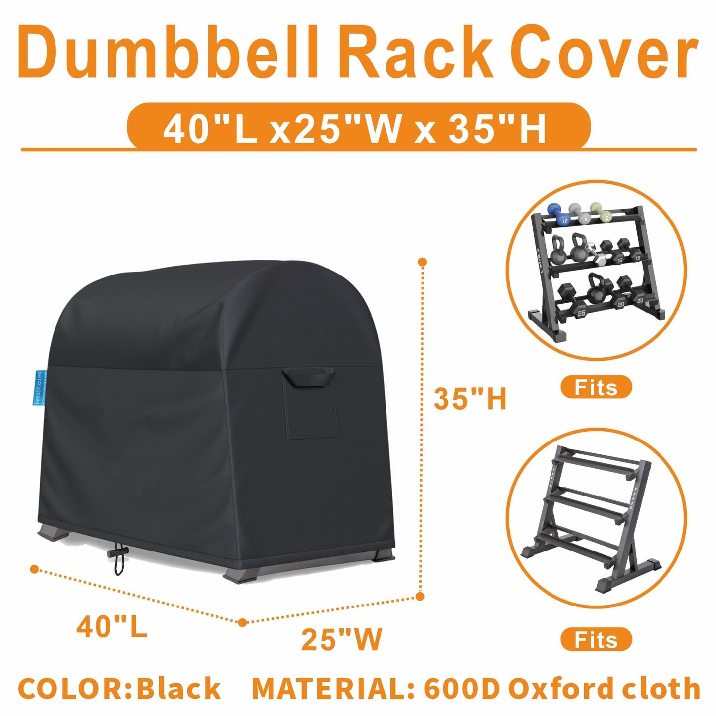 VeyoStories Dumbbell Rack Dust Cover, Outdoor Weight Rack Cover, Fits 3 Tier & Large Dumbbell Weight Rack, Waterproof &Dustproof, Protection for Your Dumbbell Weight Fitness Equipment.