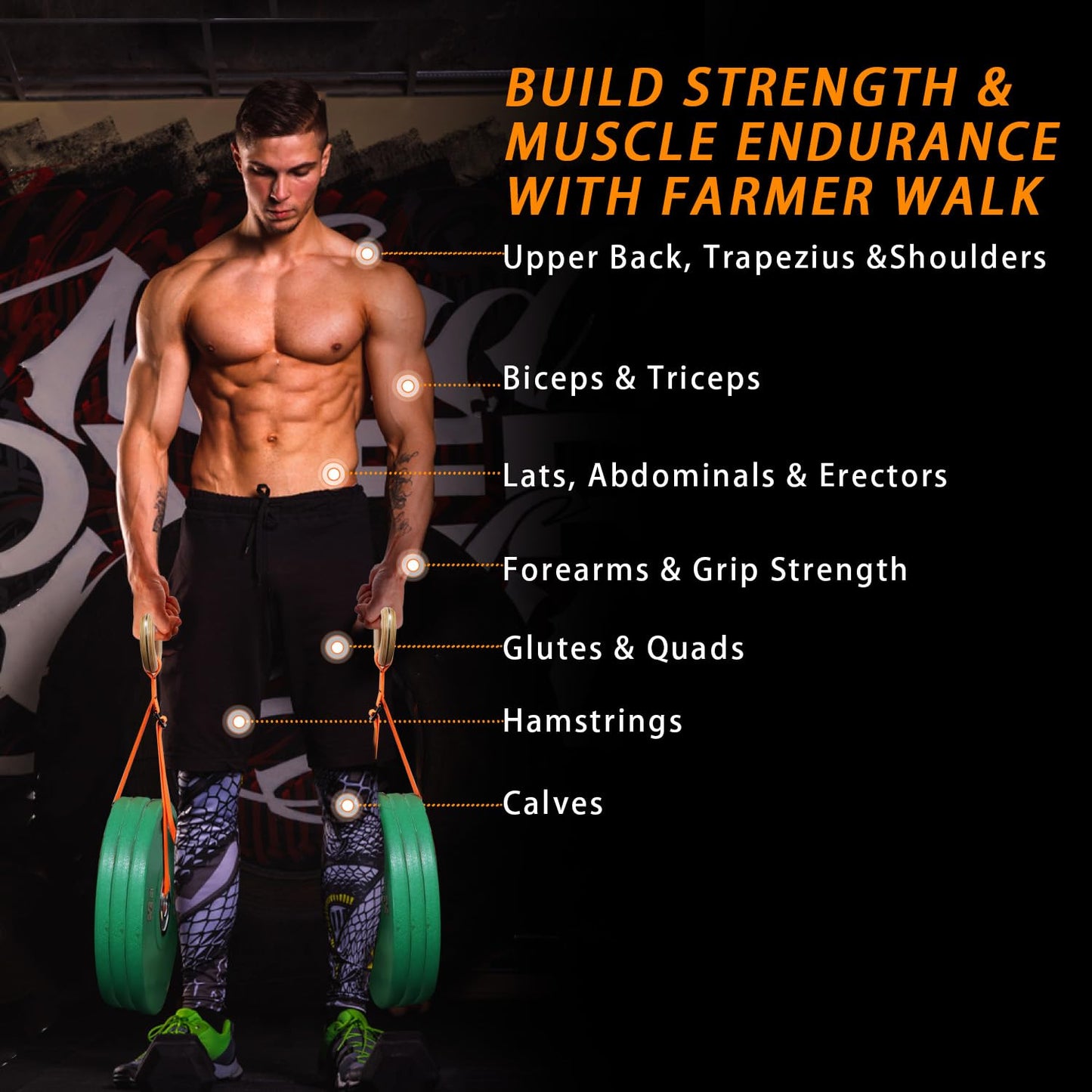 J Bryant Farmer Walk Handles with Reinforced Wooden Grip & Adjustable Heavy-Duty Straps Strength Training Carry Handles for Weight Plates Grip, Core & Endurance Workout Equipment