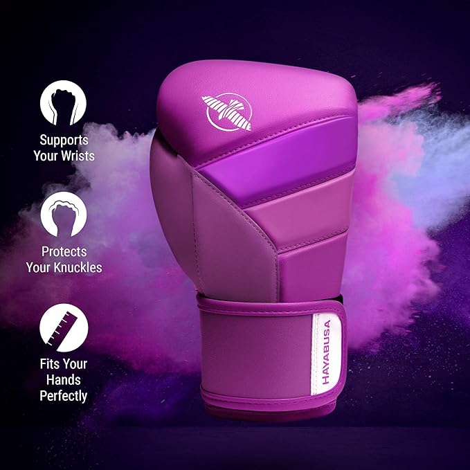 Hayabusa T3 Boxing Gloves for Men and Women Wrist and Knuckle Protection, Dual-X Hook and Loop Closure, Splinted Wrist Support, 5 Layer Foam Knuckle Padding