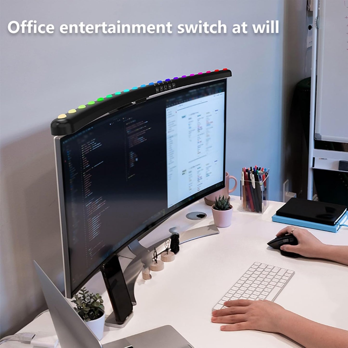 3 (3200k, 4500k, 6900k), Dimmable Diyeeni Curved Monitor Light Bar with Touch Control, Color Temperatures RGB, Timing