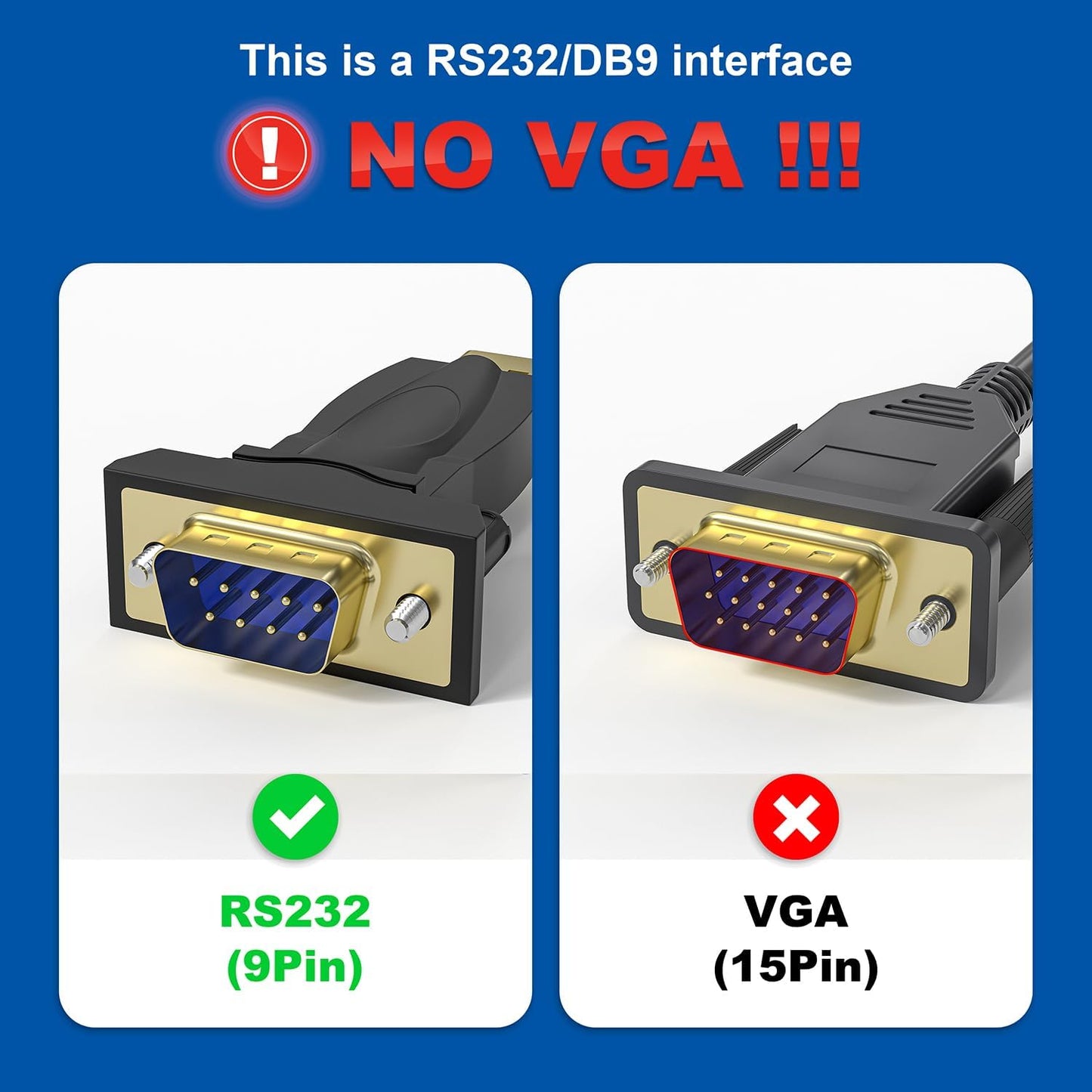 RS232 DB9 2-Pack USB to Serial Male Cable