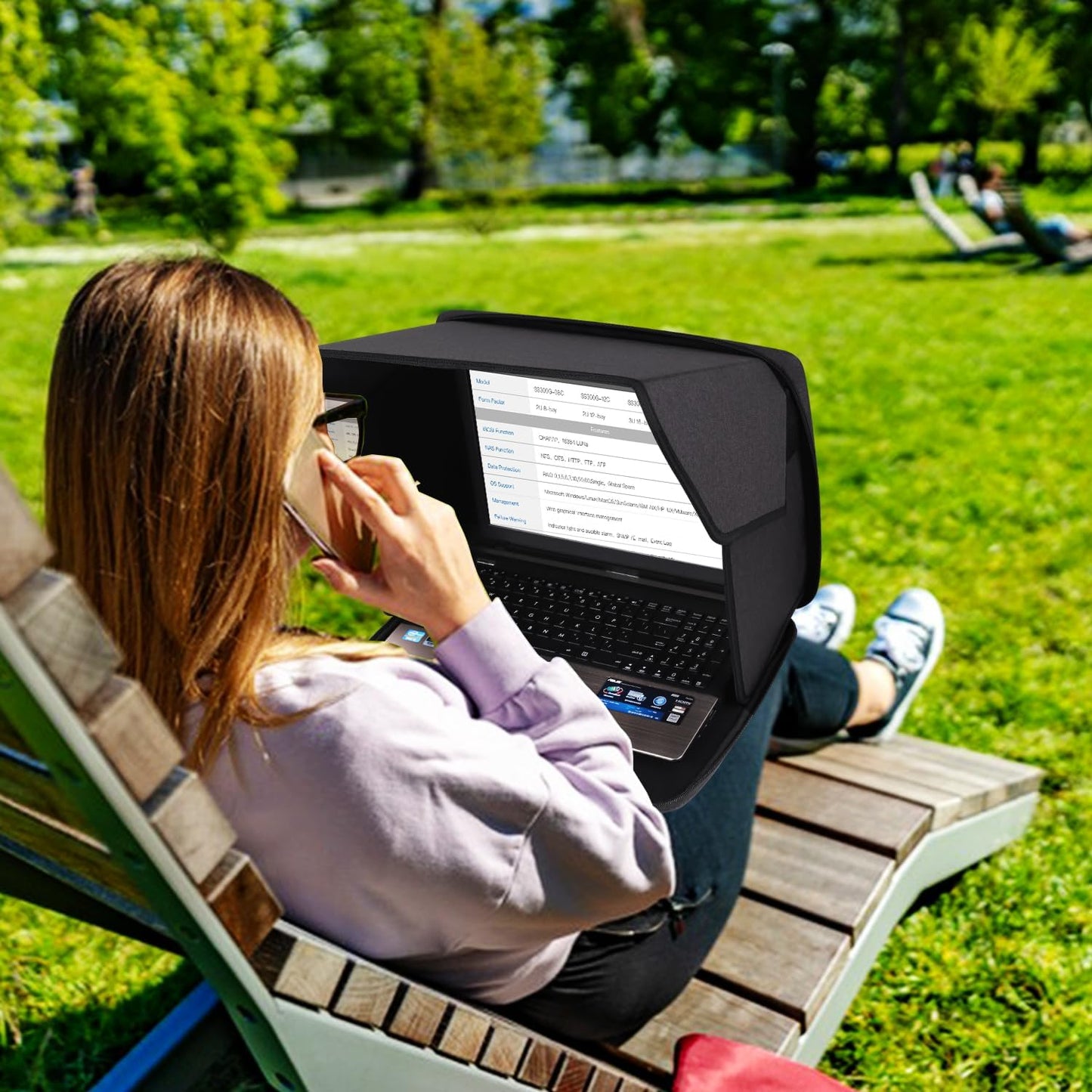 TUSIASC 12-14inch Laptop Sun Shade,Laptop Sun Shade for Working Outside,Foldable and Portable Screen Sun Glare Shield