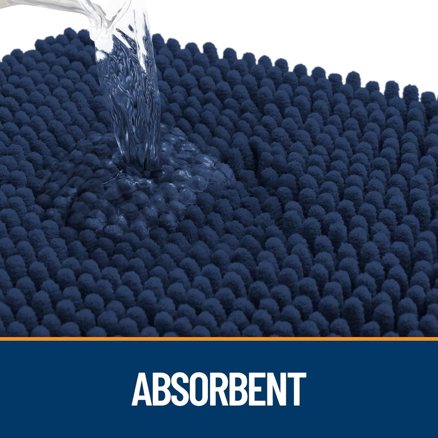 OLANLY Dog Door Mat - Absorbent Non-Slip Chenille Mat for Muddy Paws | Quick Dry 59x35, Dark Blue