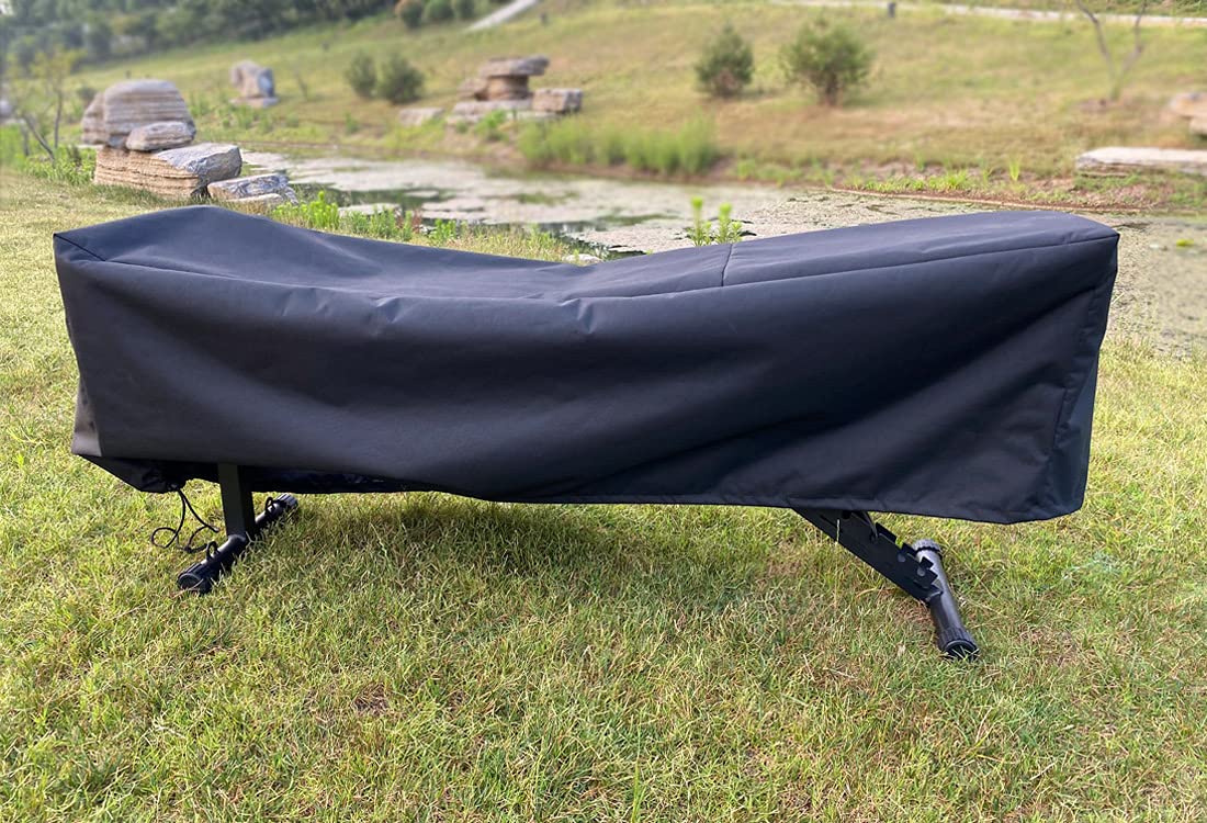 Mini Lustrous Weight Bench Cover, Adjustable Exercise Workout Bench Cover, Waterproof 600D Oxford Fabric for Indoor and Outdoor Use, 50" L x 23" W x 17" H（Black）