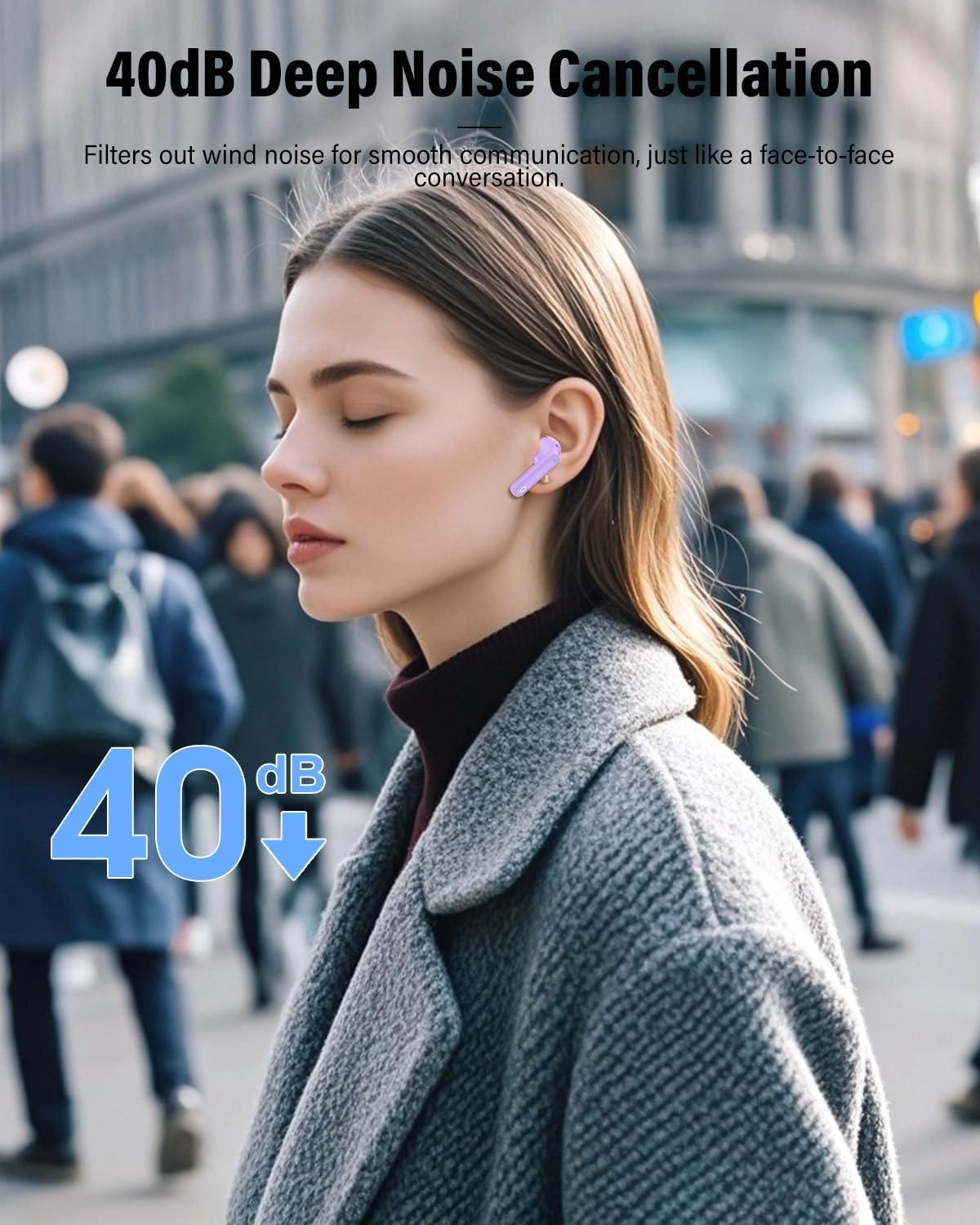 5.4 IP7 Wireless Earbuds, Bluetooth Headphones Bass Stereo, Ear Buds with Noise Cancelling Mic, LED Display in Ear
