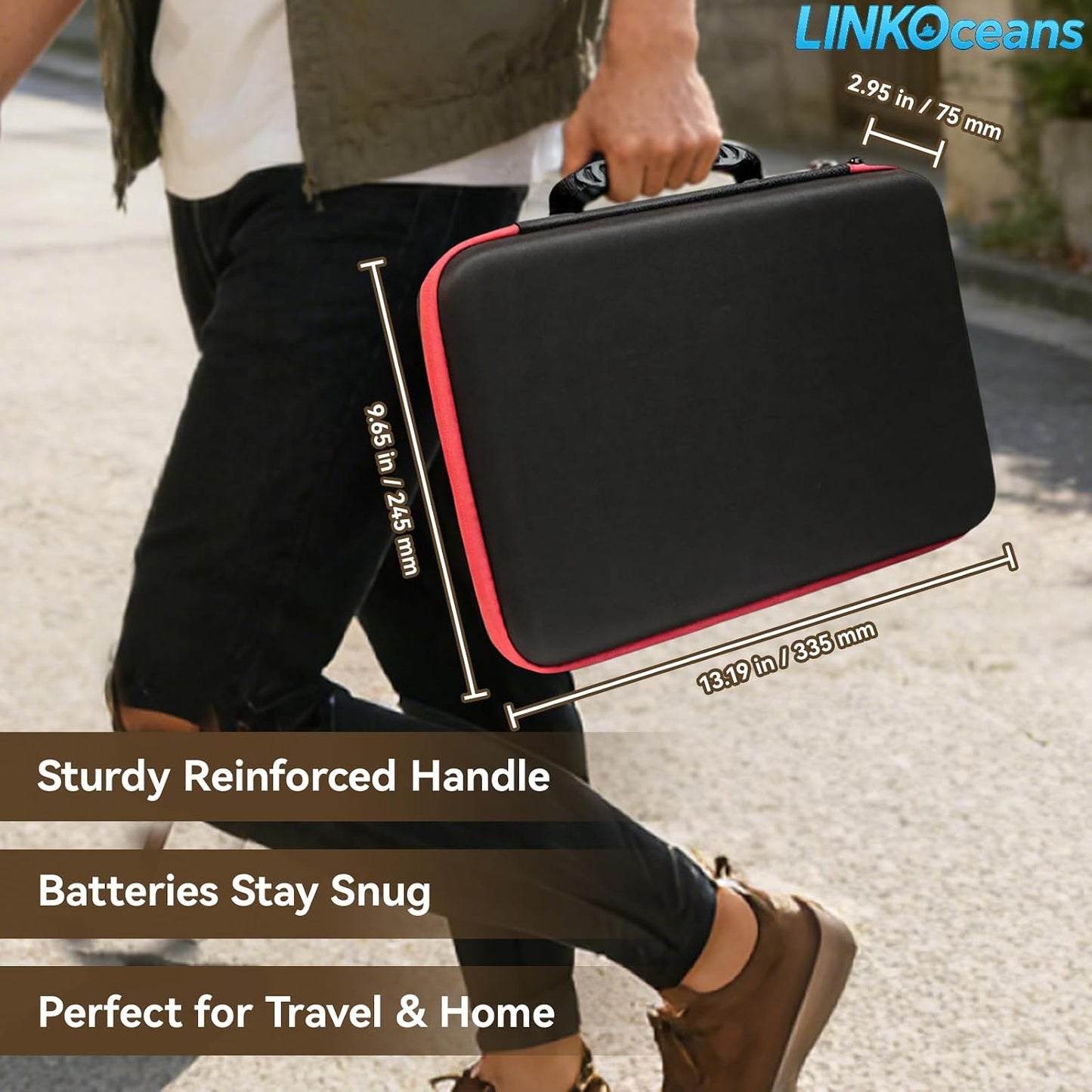 LINKOceans BT-168 210+ 9V, Battery Organizer with Tester,EVA Battery Storage Case for AA AAA C D Fireproof Waterproof