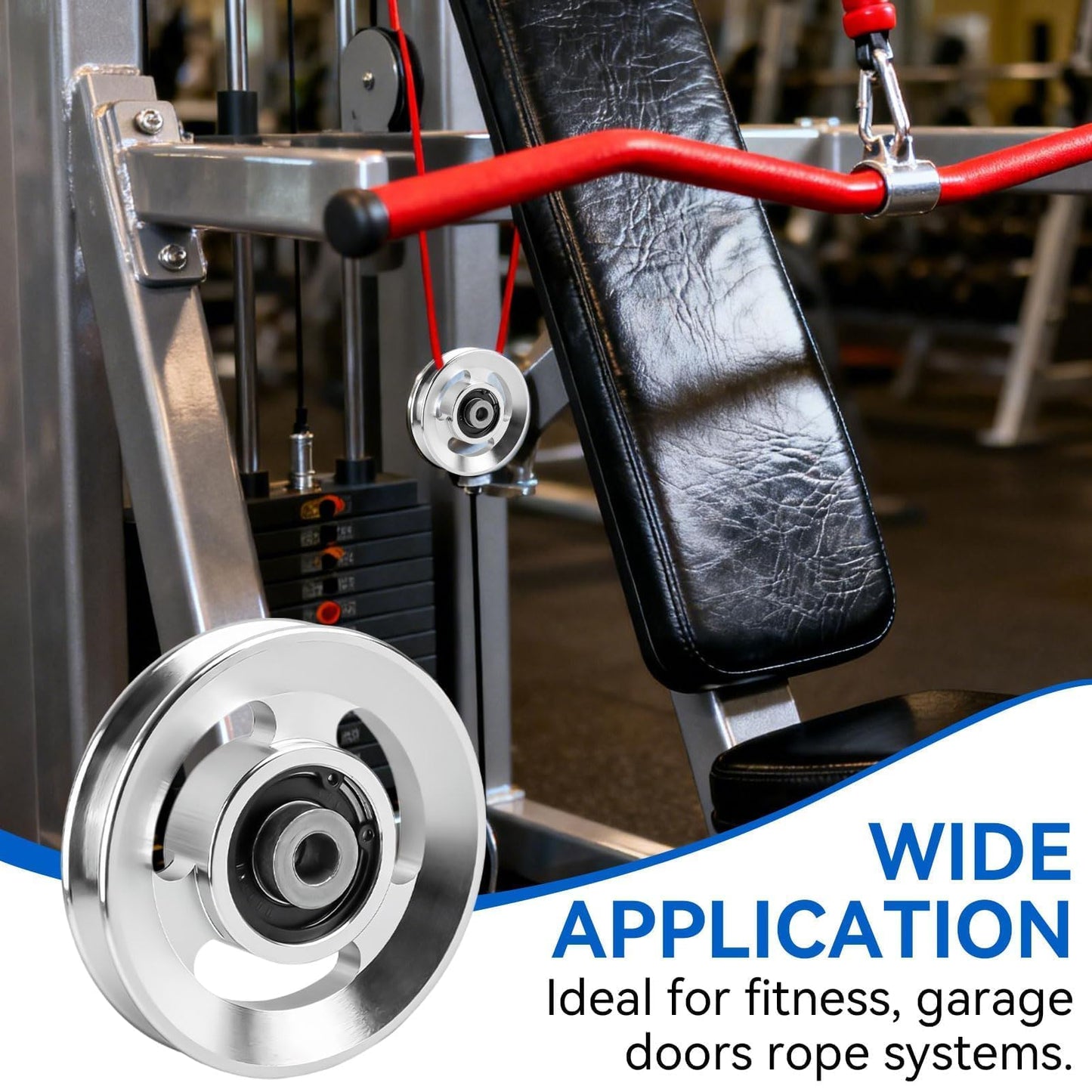 Frdhee 6PCS Aluminum Pulley Wheels for Home Gym, 90mm Universal Bearing Pulley Wheels for Home Gym Equipment Exercise Machine Pulldown Attachments Cable Machines Garage Doors (90mm Diameter)