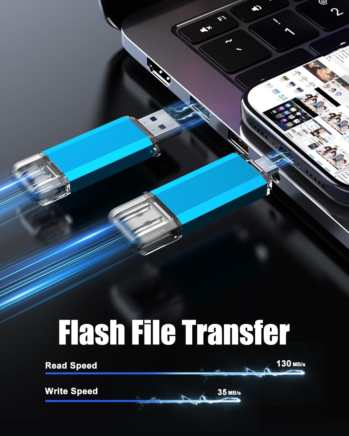 KOOTION 256GB 2 1 3.0/Type USB C Flash Drive in OTG USB C Thumb Drive Dual Drive USB C Memory Stick for Smartphone
