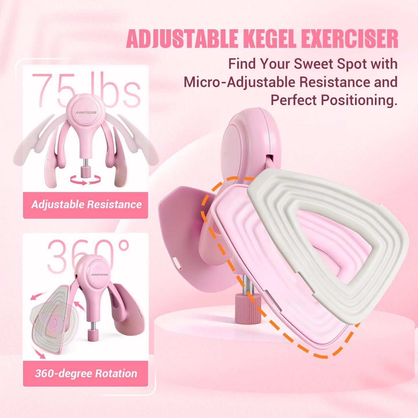 Thigh Trainer for Women, 360° Pelvic Floor Exercise Device with Resistance Band, 15-75LB Adjustable Resistance Thigh Workout Equipment for Inner Thigh Toner, Kegel Exercise, Pelvic Floor Muscle Repair
