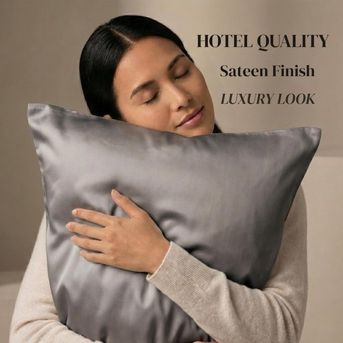 Beckham Hotel Collection Pillowcases - Queen Size Set of 2 | Silky Smooth Cool Touch Cotton Sateen, Dark Gray
