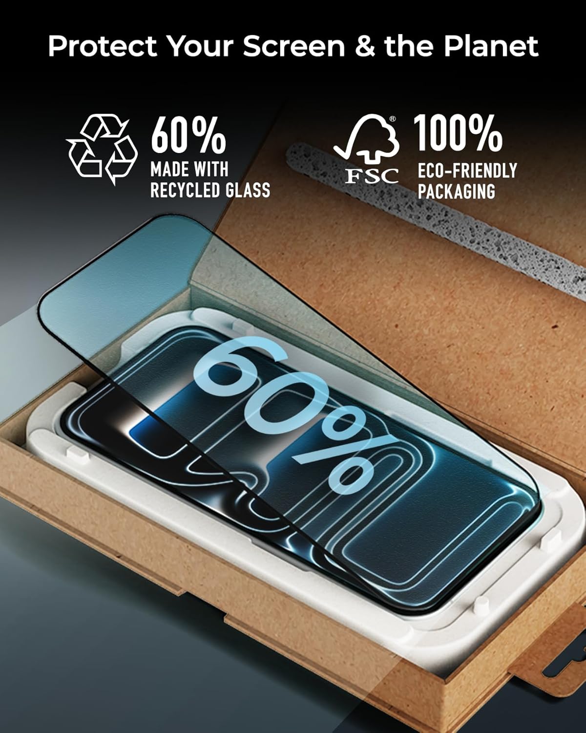 17 9H 2 iOttie Terra Screen Protector for iPhone Air, Hardness Tempered Glass, Eco-Friendly Reusable Alignment Tray