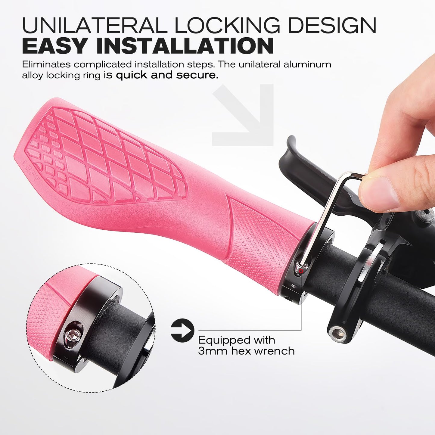 GXCROR Bike Grips,Ergonomic Bicycle Handlebars Grips Shock Absorbing Dual-Density Silicone,Universal 22.2mm Fit with 3D Non-Slip Pattern,Scooter Grips