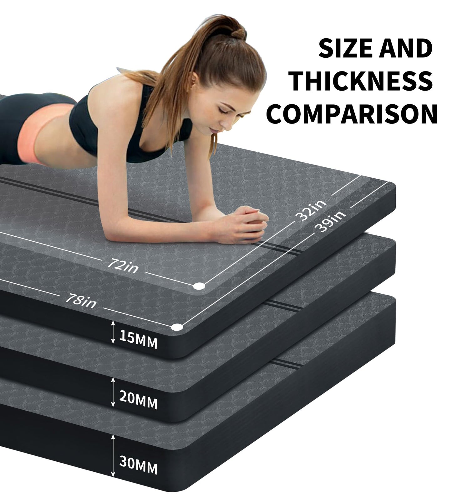nuveti Large Exercise Mat - 15mm/20mm/30mm Thick Yoga Mat | Workout Mat for Fitness, Yoga, Pilates, Stretching & Floor Exercises for Women & Men with Free Carrying Bag