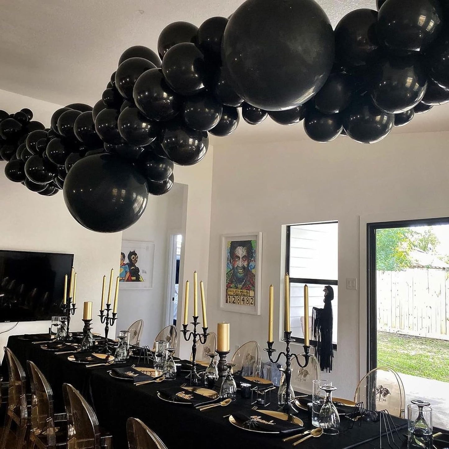 Skiennix 18-Inch Black Latex Balloons - 20 Pack of Thick, Large Round Helium Balloons for Parties & Events