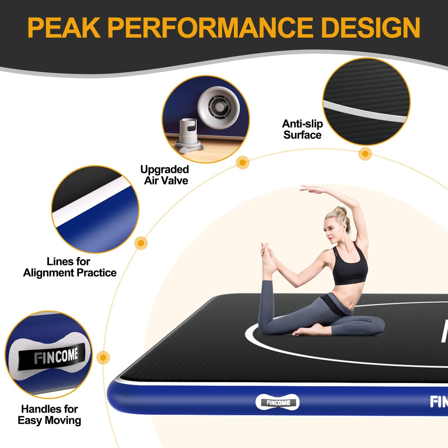 FINCOME Inflatable Wrestling Mat 16ft/13ft/10ft, 4" Thick Foldable Jiu Jitsu Mats Wrestling Mats for Home Outdoor Indoor, Waterproof PVC Mat for Gymnastics, BJJ, MMA, Grappling, Judo, Boxing, 10ft*10ft*4inch,Blue