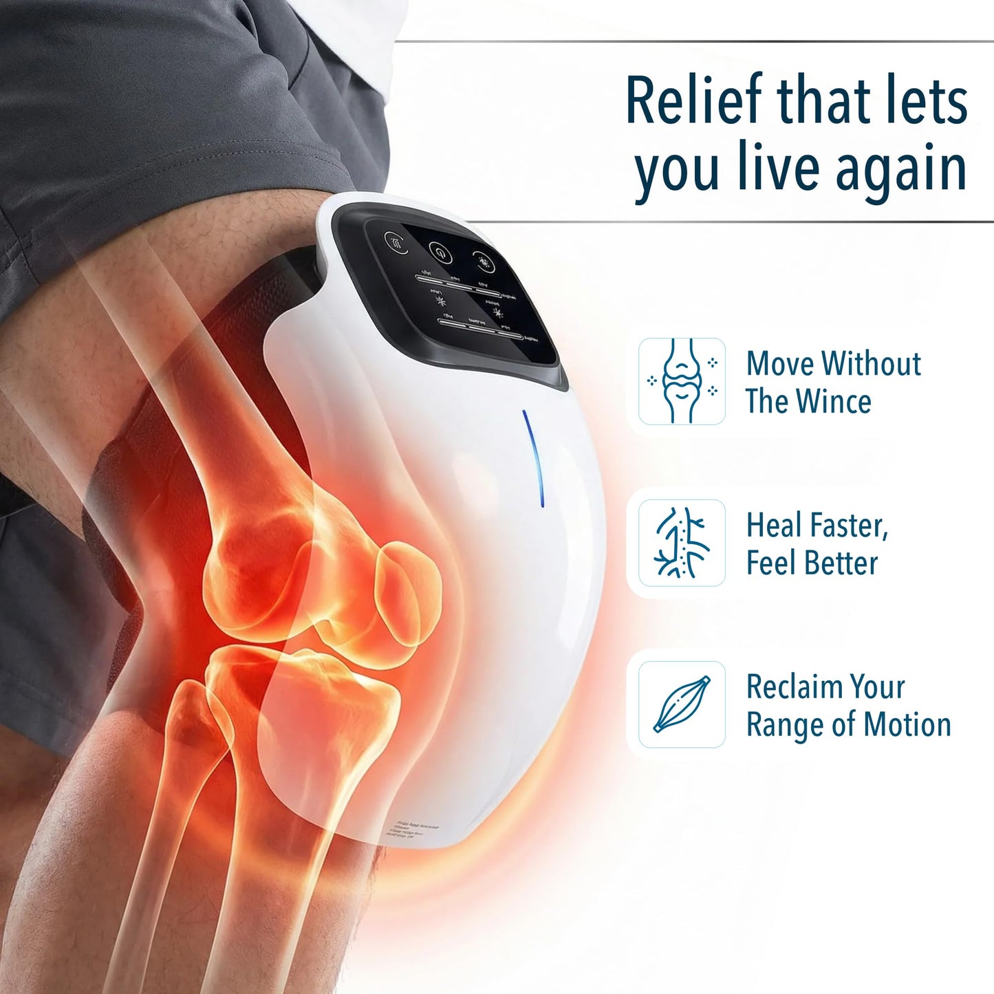 FORTHIQ Knee Massager Smart for Pain Relief with Heat and Red Light Therapy, 2026 Updated Edition, Relax Tight Muscles, Ideal Gift for Men & Women, FSA-HSA Eligible