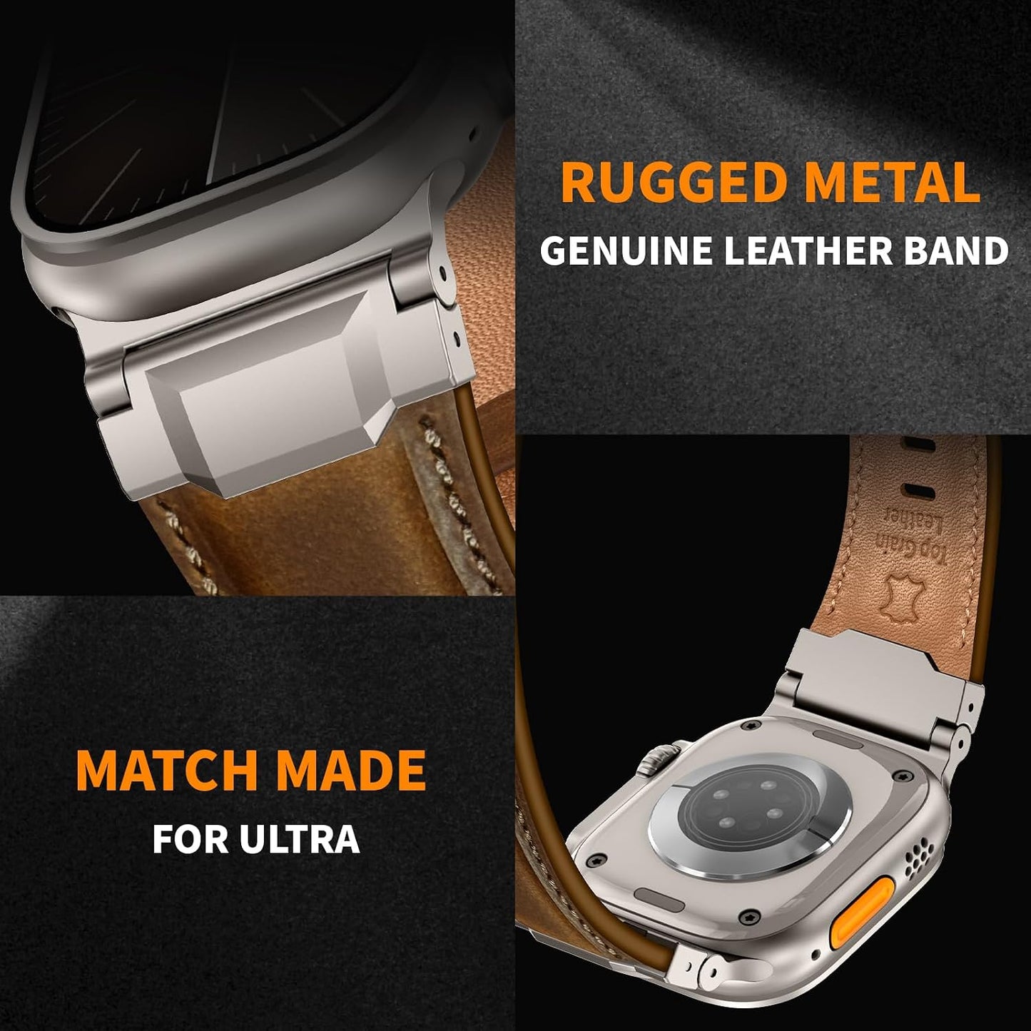 3/2/1 49mm 46mm 45mm 44mm 42mm 11/10/9/8/7/SE/6/5/4/3/2/1, Leather Bands Compatible with Apple Watch Ultra Band Men