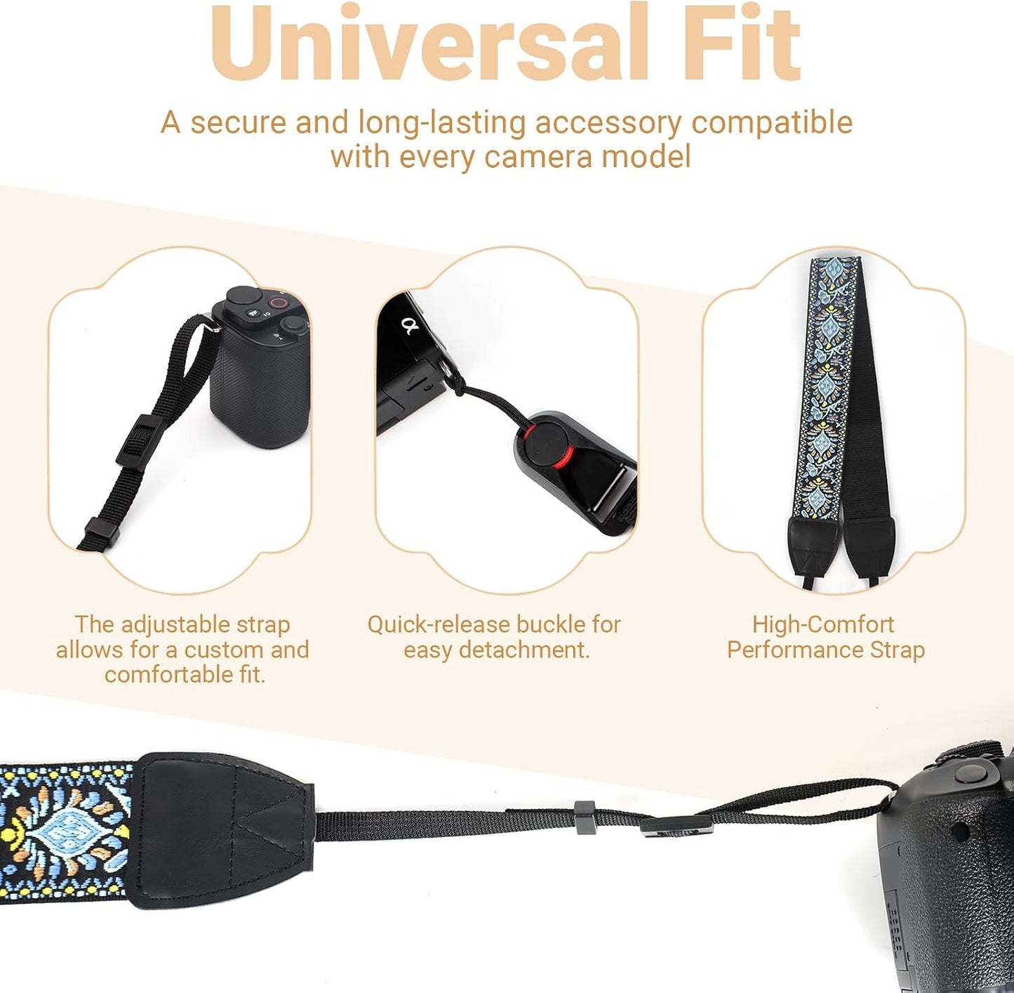 Zwxejcb Camera Strap Neck Shoulder Strap with Quick Release Buckles for DSLR SLR