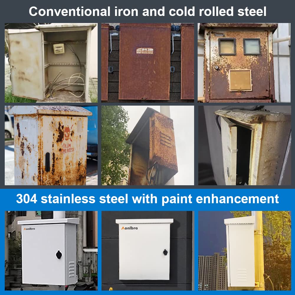 304 Stainless Steel Electrical Box Enclosure 20 x 16 x 8'' IP66 Outdoor Electrical Box Waterproof Electrical Box Suitable for Indoor and Outdoor use, Wall-Mounted/Telephone Pole