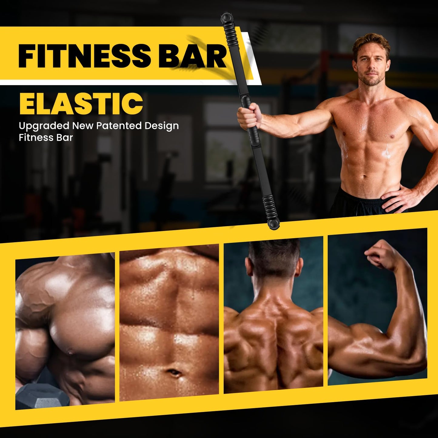 Ann Katy Upgraded Elastic Fitness Bar,Physical Therapy Equipment for Exercise Vibration Training,Fat Buring Workout for Yoga Pilates Sports,Abdominal Muscles Strength Exercises in Home Gym