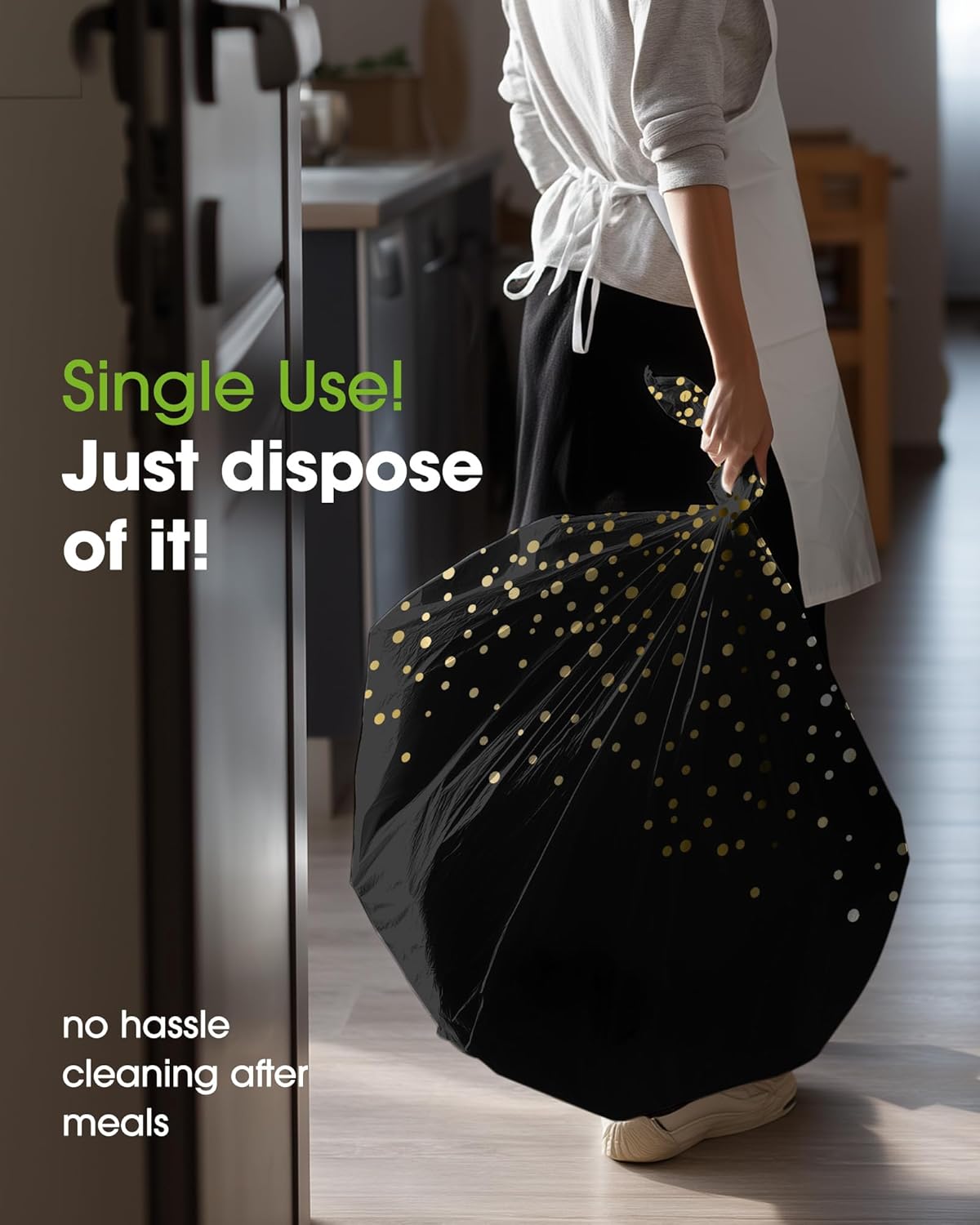 Pureegg Disposable Plastic Tablecloths - 8 Pack, 54 x 108 Inch, Leakproof & Sturdy, Black Gold for Graduation Parties