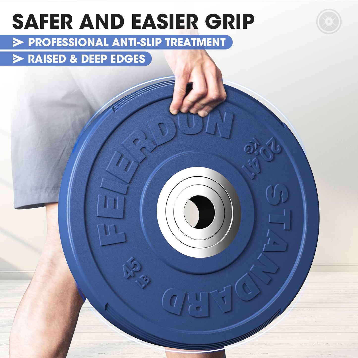 FEIERDUN 2" Color Olympic Bumper Plate Weight Plate for Strength Training - 100% Virgin Rubber