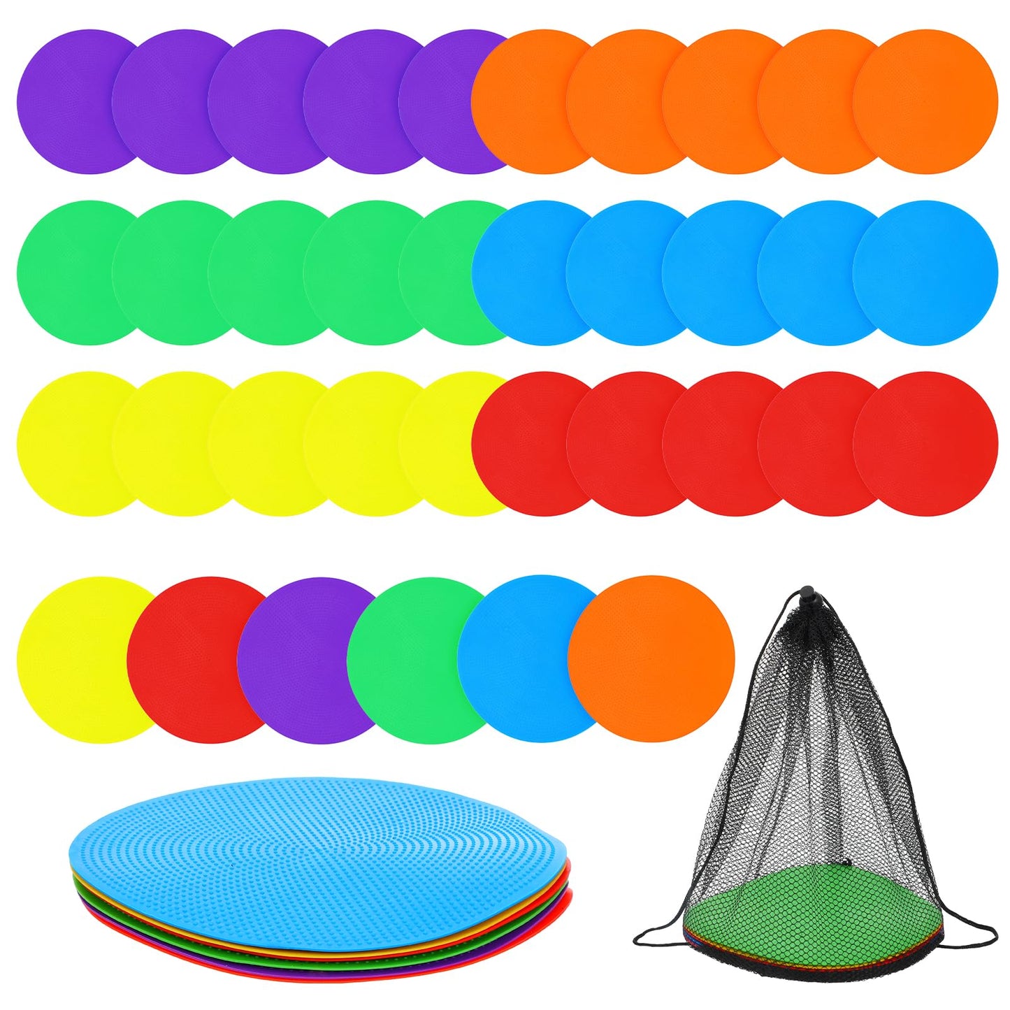 Lemecima 30 Pcs Spot Markers Floor Spots with Bag Non Slip Vinyl Poly Dots for Gym Floor Basketball Football Soccer Sports Speed Agility Training Gym Dance Classroom