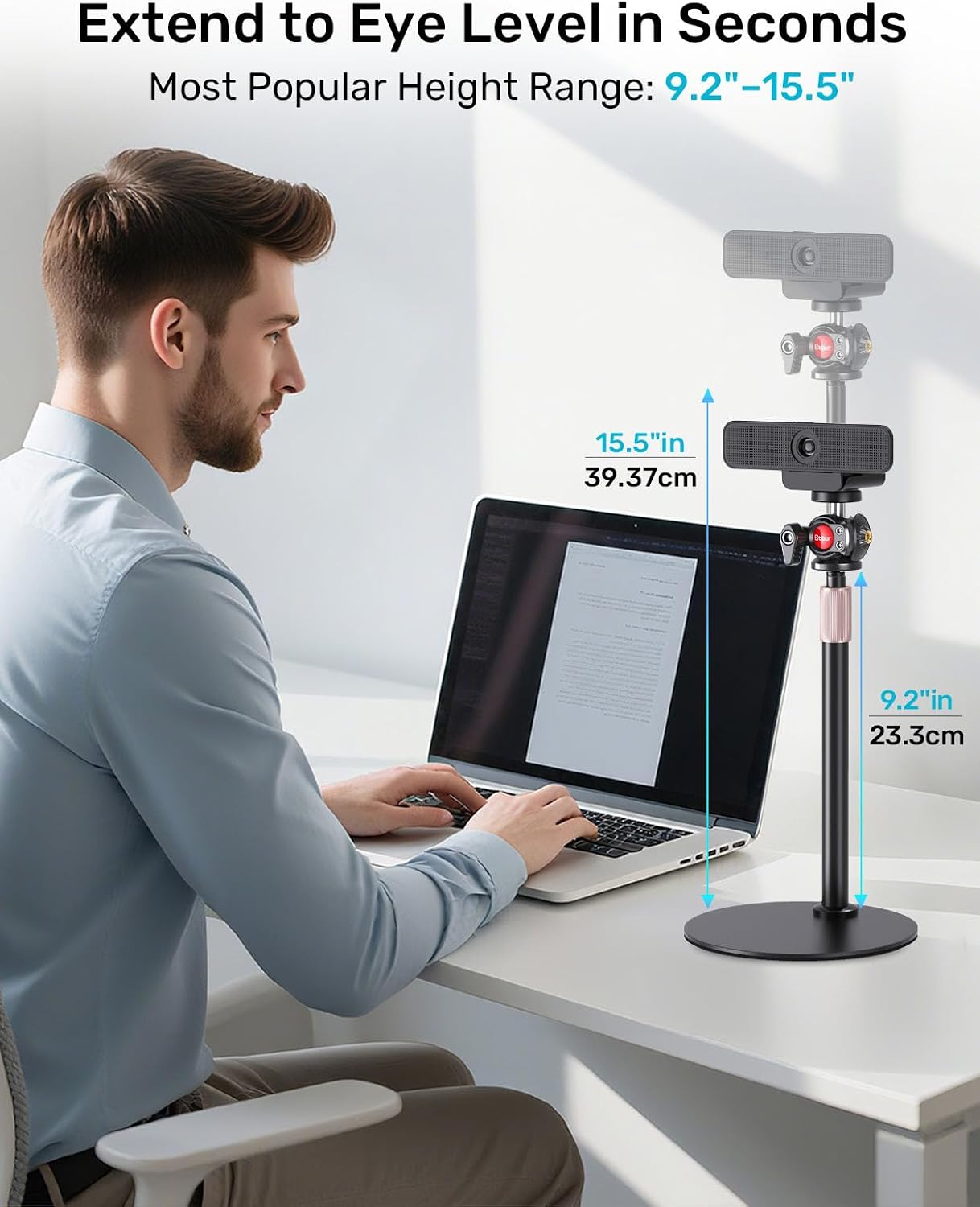 Etour 360 C922 C930e C920 C615 C960 4K N60, 1/4" Webcam Tripod Stand for Desk, Newly Upgraded Small Base & Ballhead