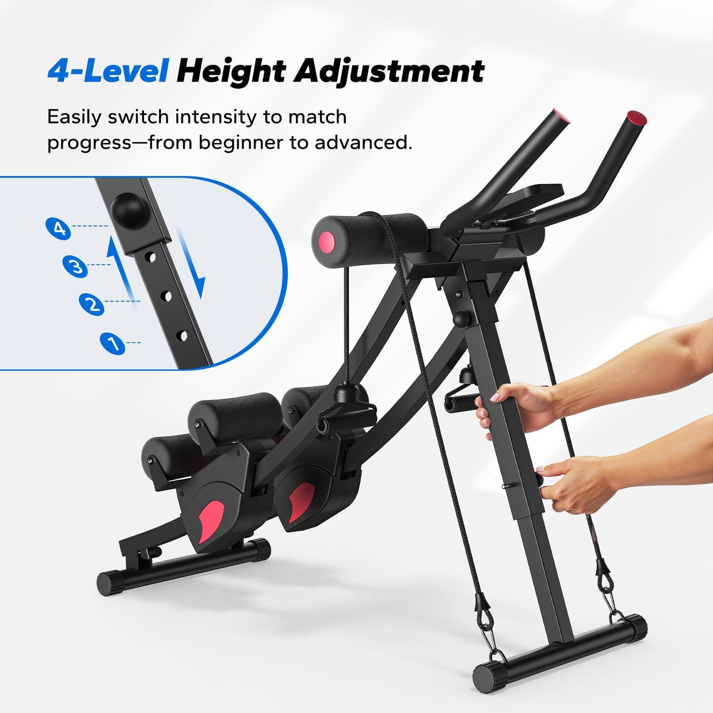 MERACH Ab Machine, Adjustable Ab Trainer Machine, AB Workout Equipment for Home Gym, Independent Dual Tracks for Mountain Climber, Foldable for Home Exercise, Load Capacity 440 LBS (Black)