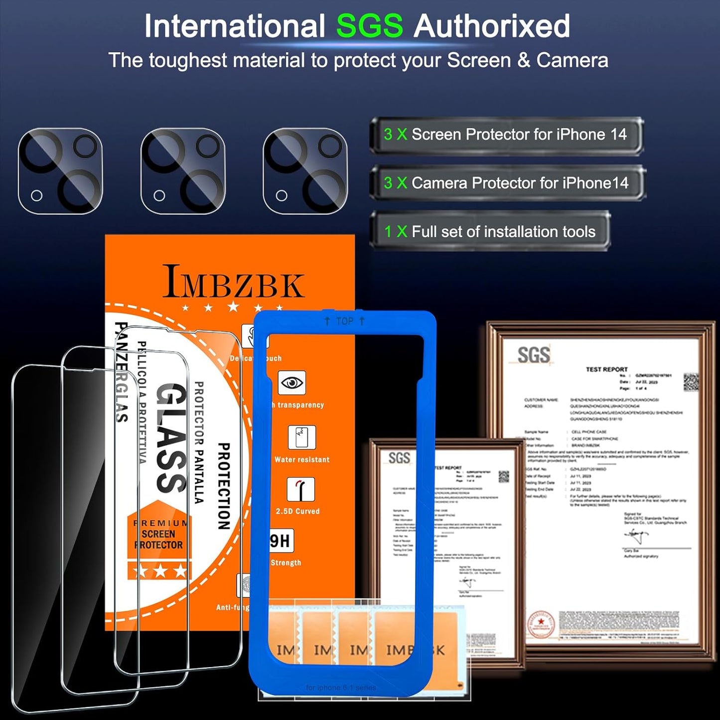 3 Pack 14 [6.1 INCH] 3 IMBZBK [Auto-Dust Removal] Screen Protector for iPhone Accessories, Case Friendly Film, Military