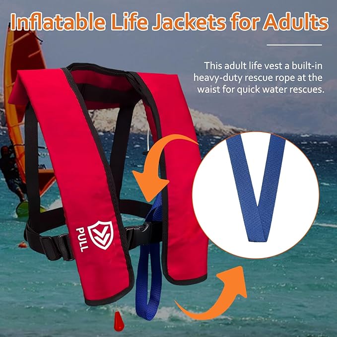 Automatic/Manual Inflatable Life Jacket| Inflatable PFD Kayak Vest Adult| Life Vest for Adults| Outdoor Water Sports| Supports up to 330 lbs|33g of Carbon Dioxide Cylinder