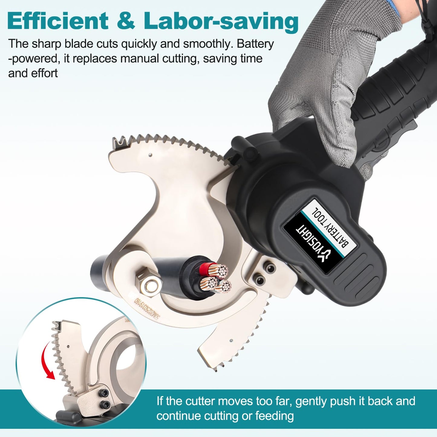 YOSIGHT 54mm Heavy Duty Cable Cutters Kit, 18VDC Cordless Rechargeable Electrical ACSR Cutting Tool for Copper and Aluminum, 2 4Ah Batteries & 1 Battery Charger Included