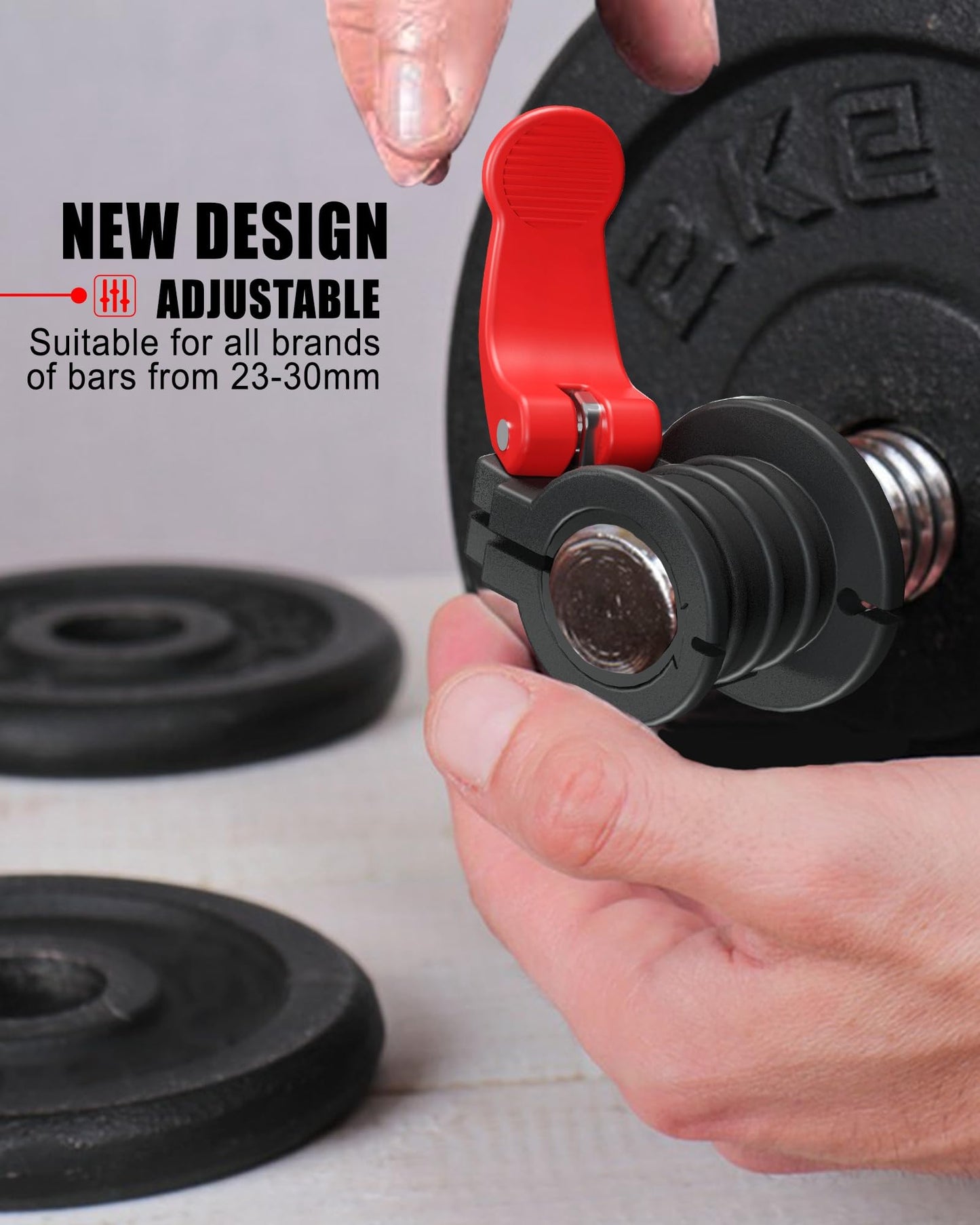 ZY-HUAN Pro Barbell Clips 1 inch Barbell Clamps 0.9-1.18inch Quick Release Weight Clips for Bars Multi-Size Adjustable Olympic Barbell Clamps (Black+Red)