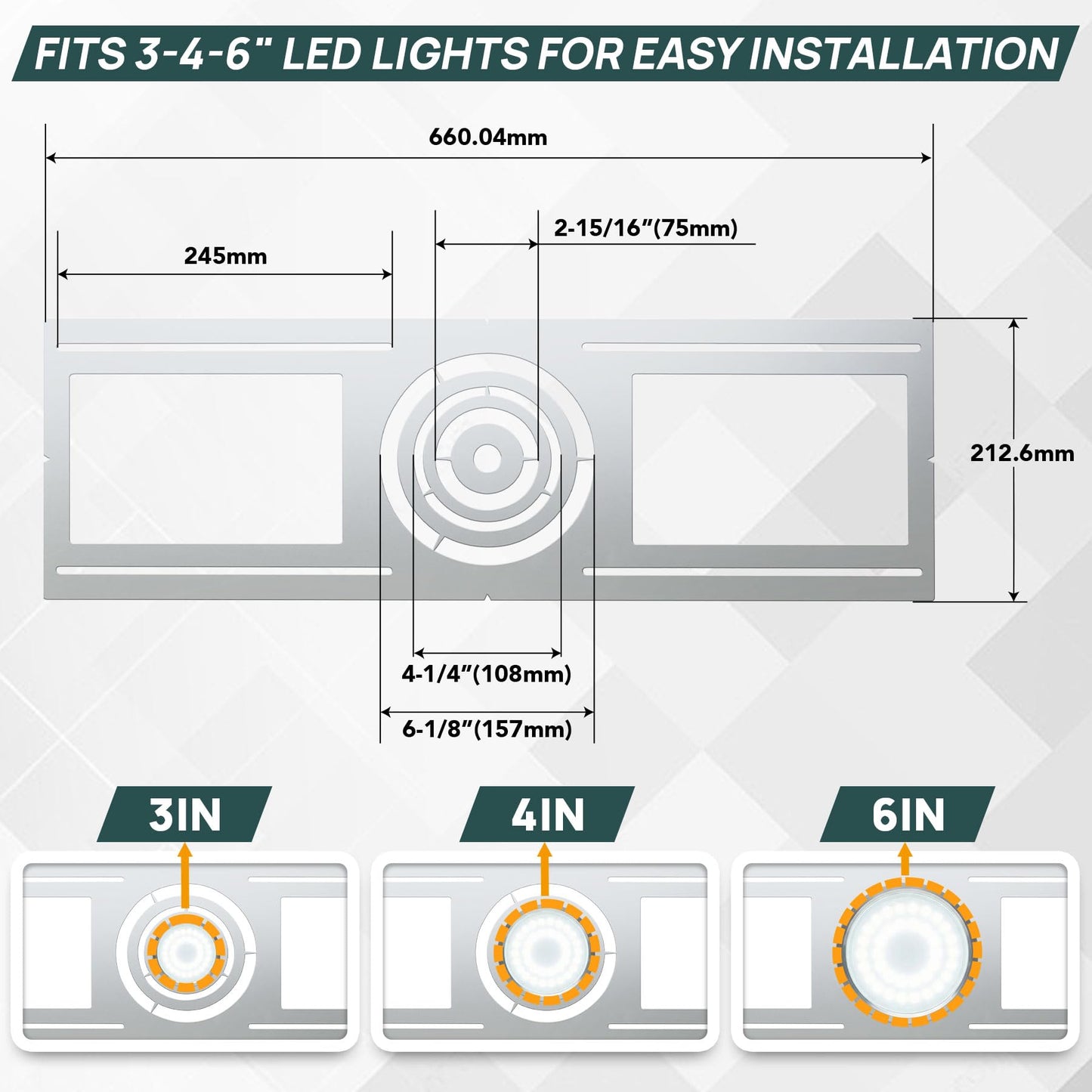 24 Pack New Construction Mounting Plate for 3/4/6 inch LED Downlight,Slim Steel LED Recessed Galvanized Steel Recessed LED Light Plate