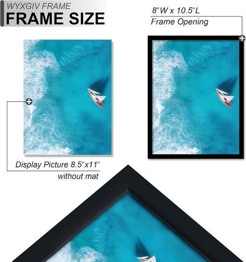 8.5x11 Black Picture Frame Set by [Brand Name] - Durable & Lightweight with High-Clarity Display | 2 Pack