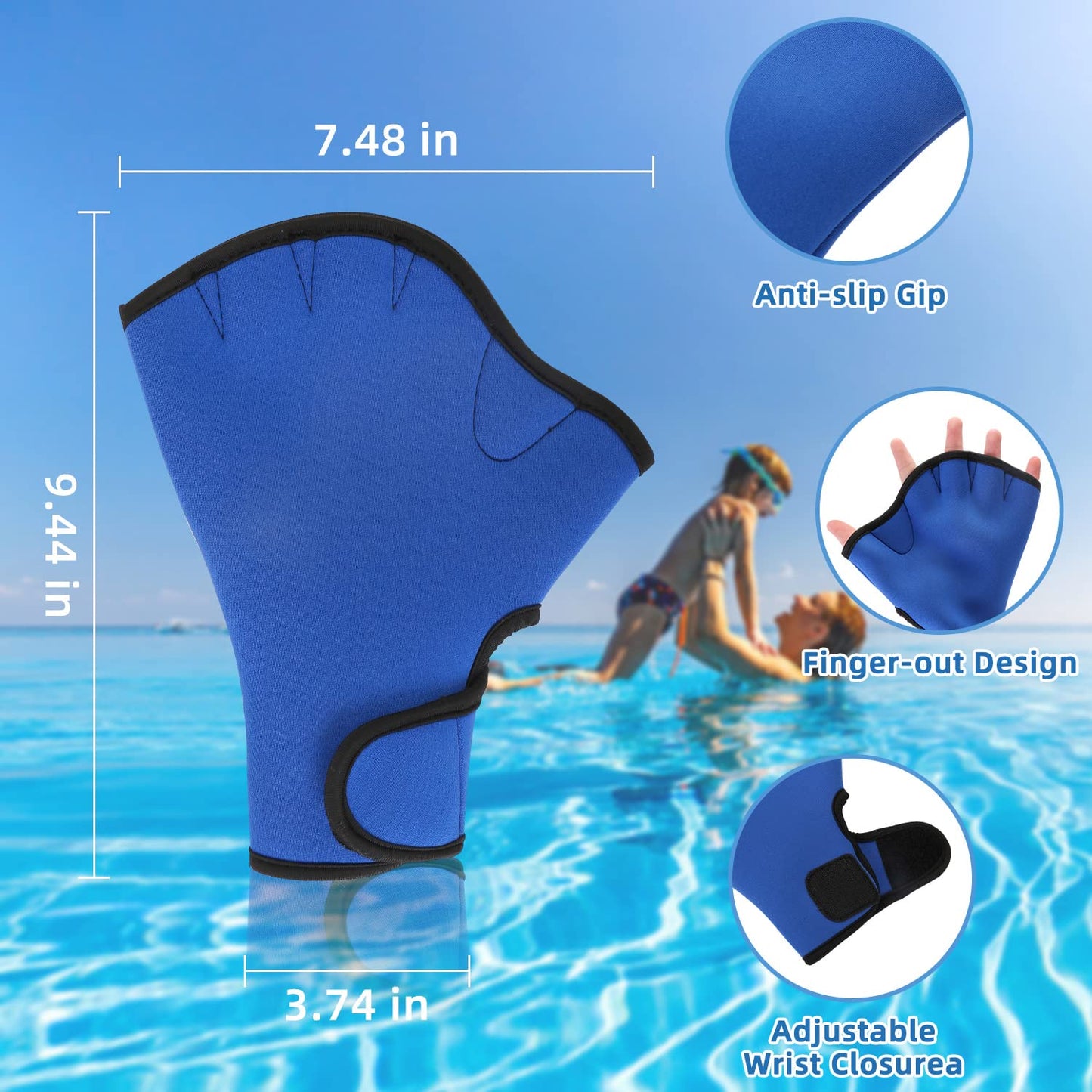 Water Dumbbells Set, 6 Pieces Water Aerobic Exercise Foam Dumbbell Set Pool Resistance, Detachable Aquatic Dumbells, Resistance Gloves, Aquatic Cuffs, Water Workout Fitness Tools for Weight Loss, Blue