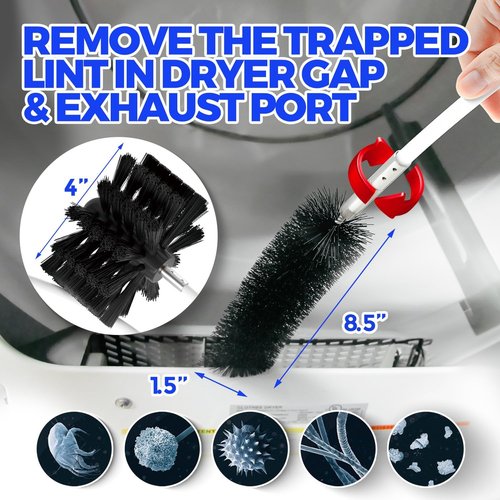 Holikme 15 Feet Dryer Vent Cleaner Kit - Lint Remover with Synthetic Brush Head | Use with or Without Power Drill