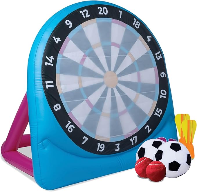 Flybar FunPark Giant Inflatable Dartboard Game for Kids – Outdoor Target Toy with Velcro Darts & Balls – Backyard Sports Set for Boys & Girls Ages 6+ – Inflatable Soccer Toss, Pump & Ground Stakes