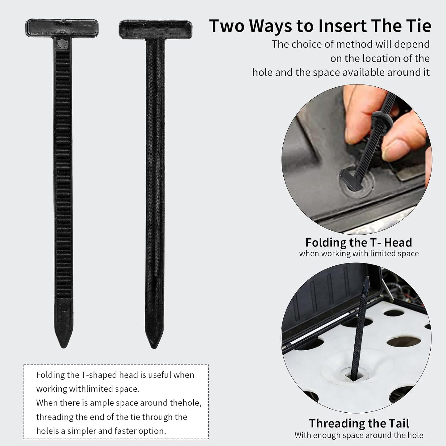 DIDONSO 100PCS Push Mount Cable Tie Buckle Clips with Nylon Zip Ties, Universal Automotive Wire Harness Fasteners