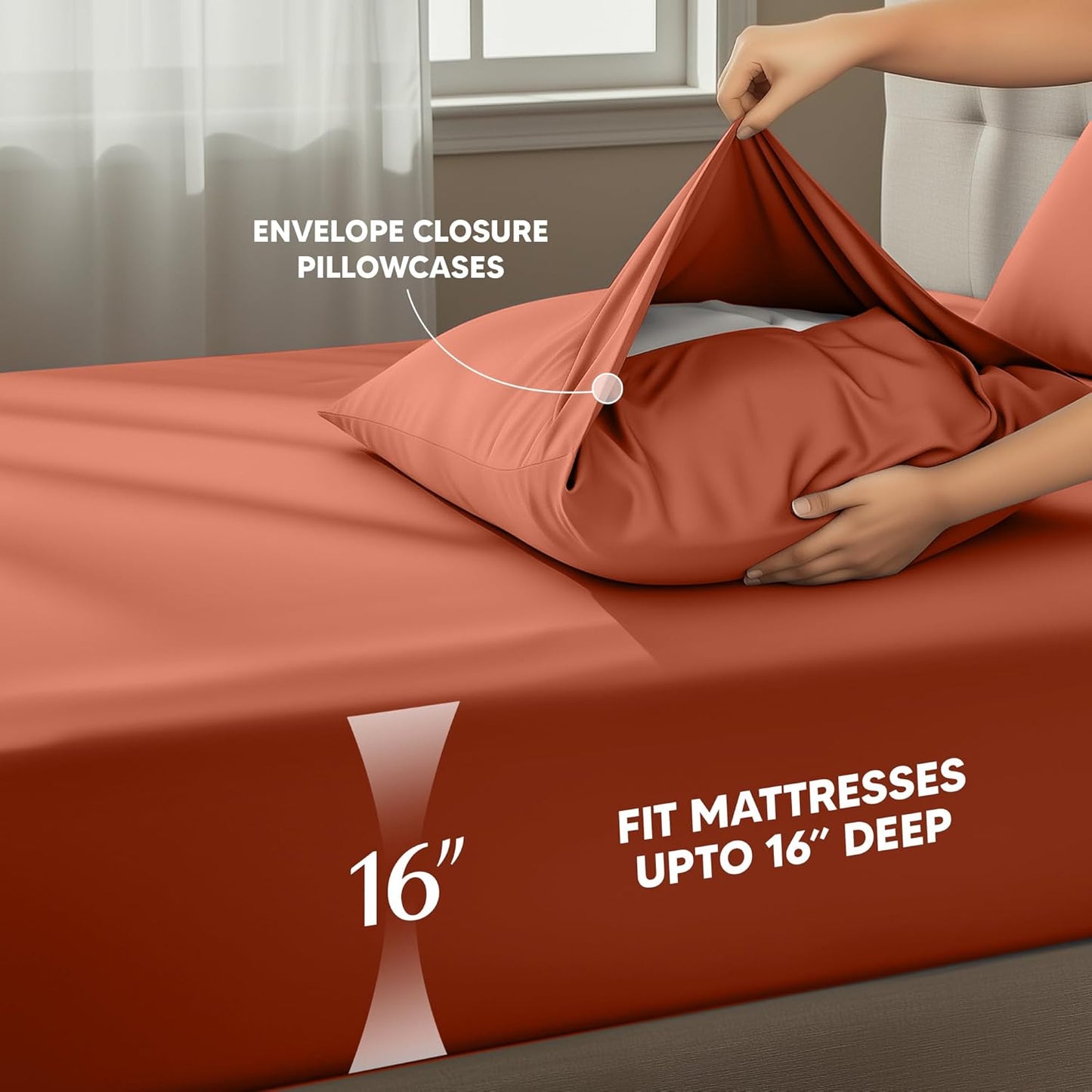 Utopia Bedding California King Sheet Set - Soft, Breathable Microfiber, 4-Piece in Orange | Oeko-Tex Certified