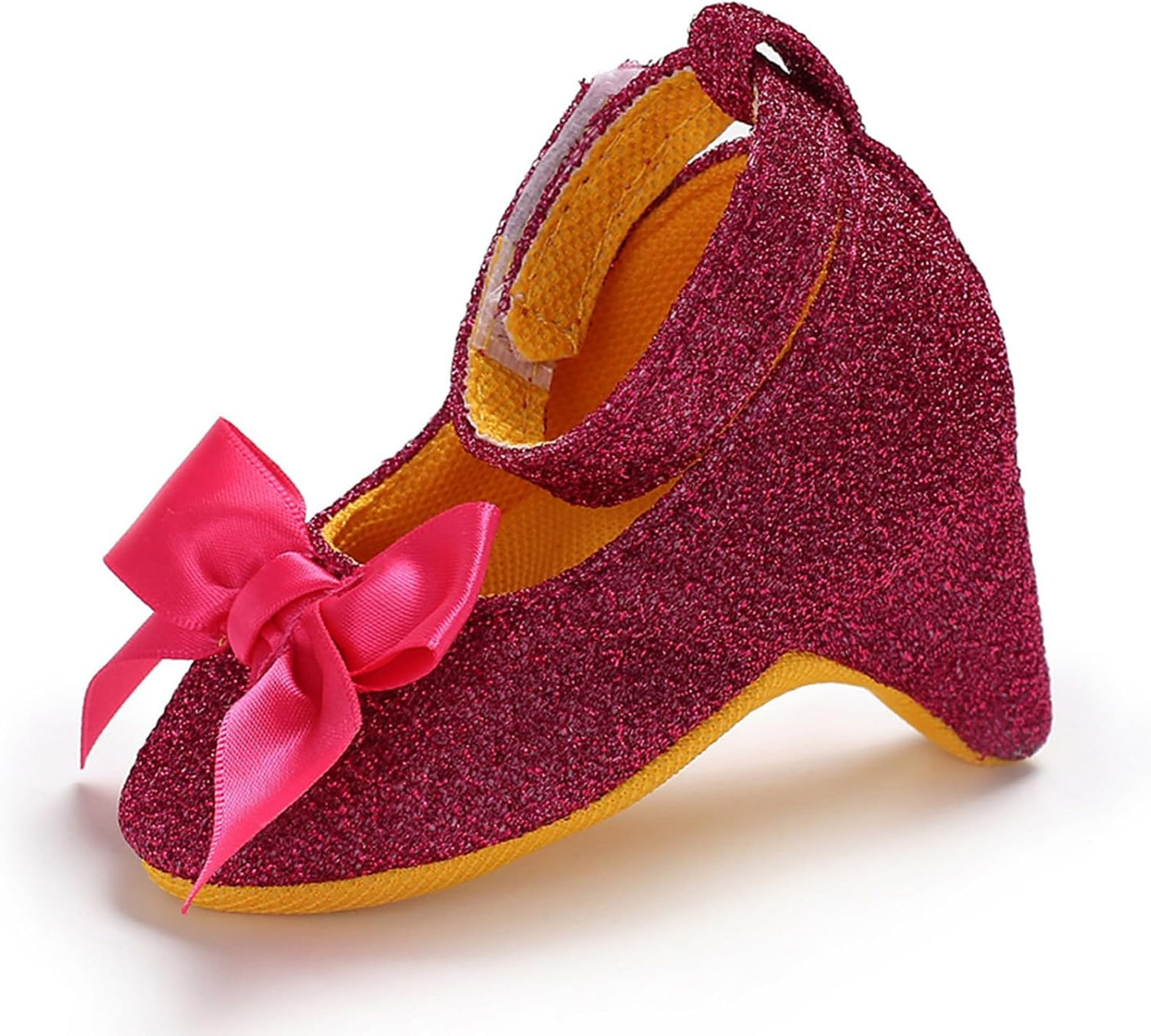 Doloame Baby Girls Princess High Heels with Cute Bowknot Soft Sole Crib Shoes Newborn Photography Props