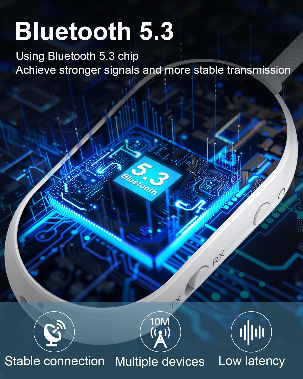 Ankilo 5.3 2-in-1 3.5mm 18+ Bluetooth Transmitter Receiver for Car, Wireless Audio Adapter with AUX, Low Latency