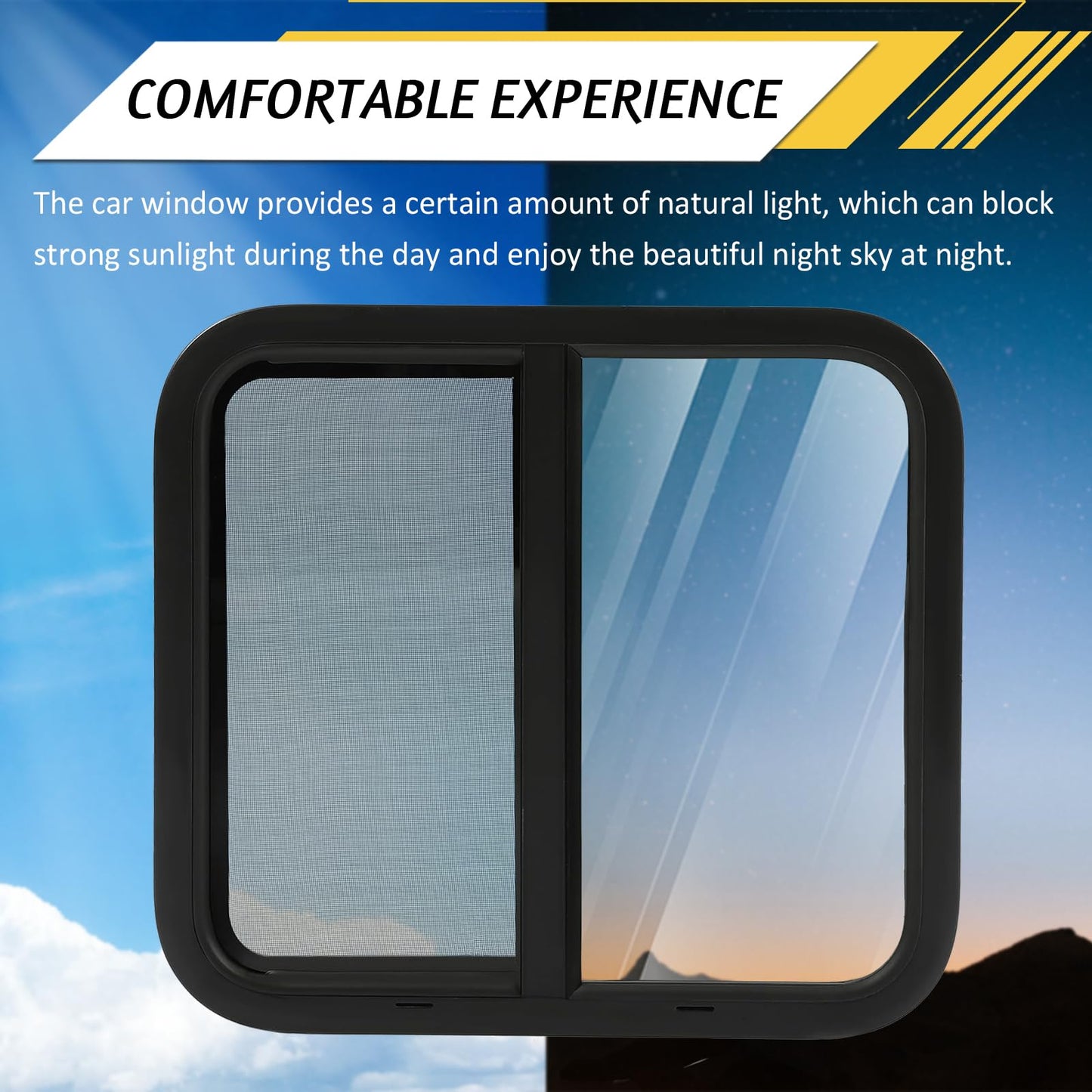 KUAFU RV Side Window Replacement, Teardrop Horizontal Slide, 24inx22in, Tinted Glass, Model GO-3648