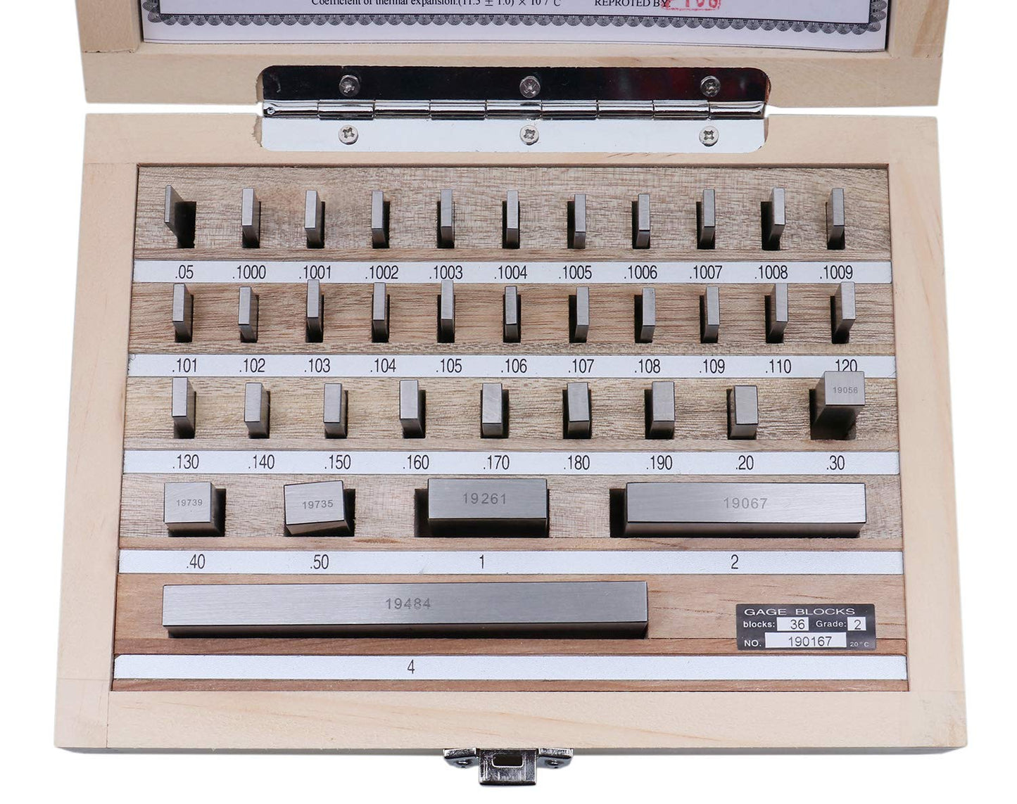 Accusize Industrial Tools 36 Pc Steel Gage Block Set, Grade As-2 Asme B89.1.9-2002, with Mfg Certificate, 0036-6001