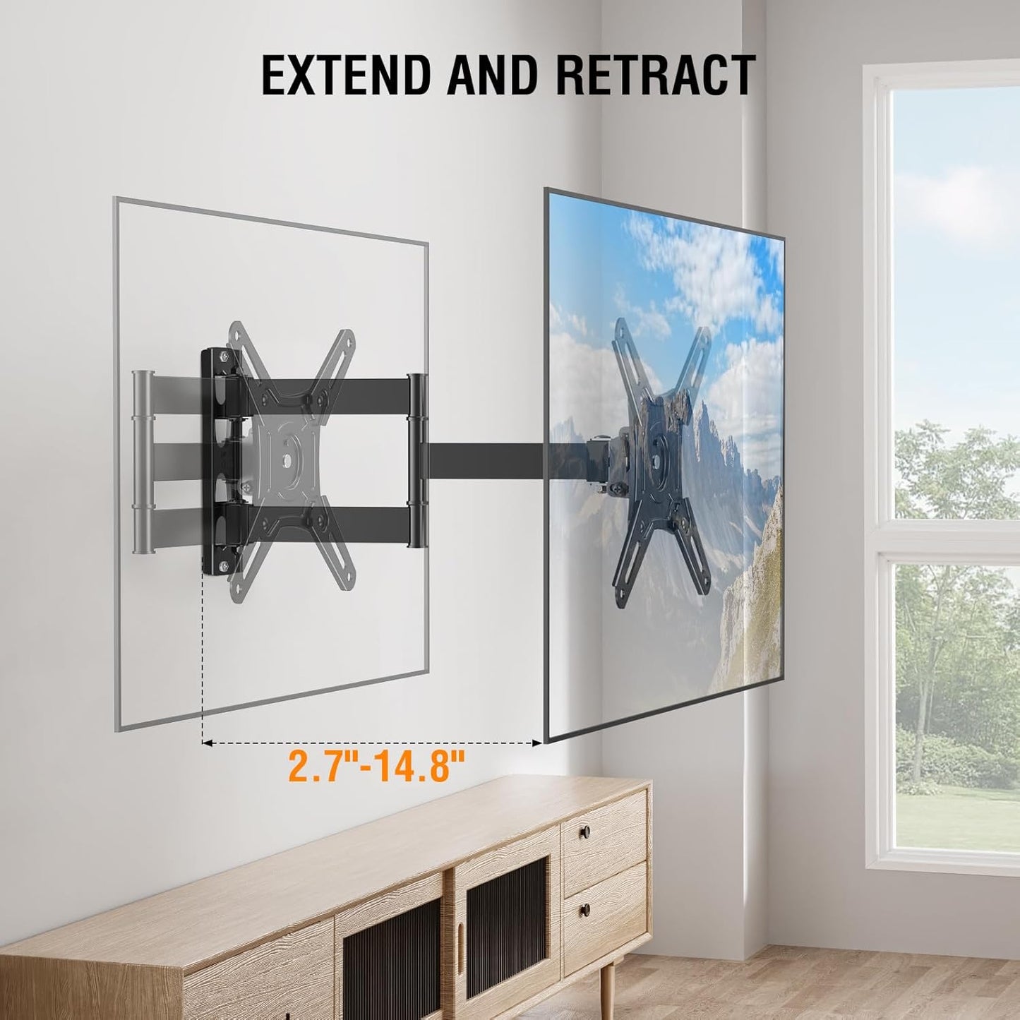 ELIVED 14-42 Inch 200x200mm, 44 lbs. Full Motion TV Monitor Wall Mount for Most LED LCD Flat Screen TVs & Monitors
