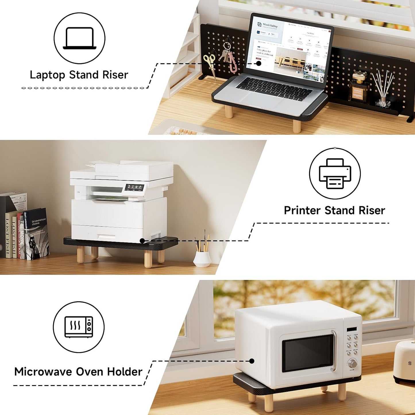 16Inch Single Monitor Stand Riser, Wood Desk Organizer with Monitor Stand & Storage Computer Monitor and Laptop Riser