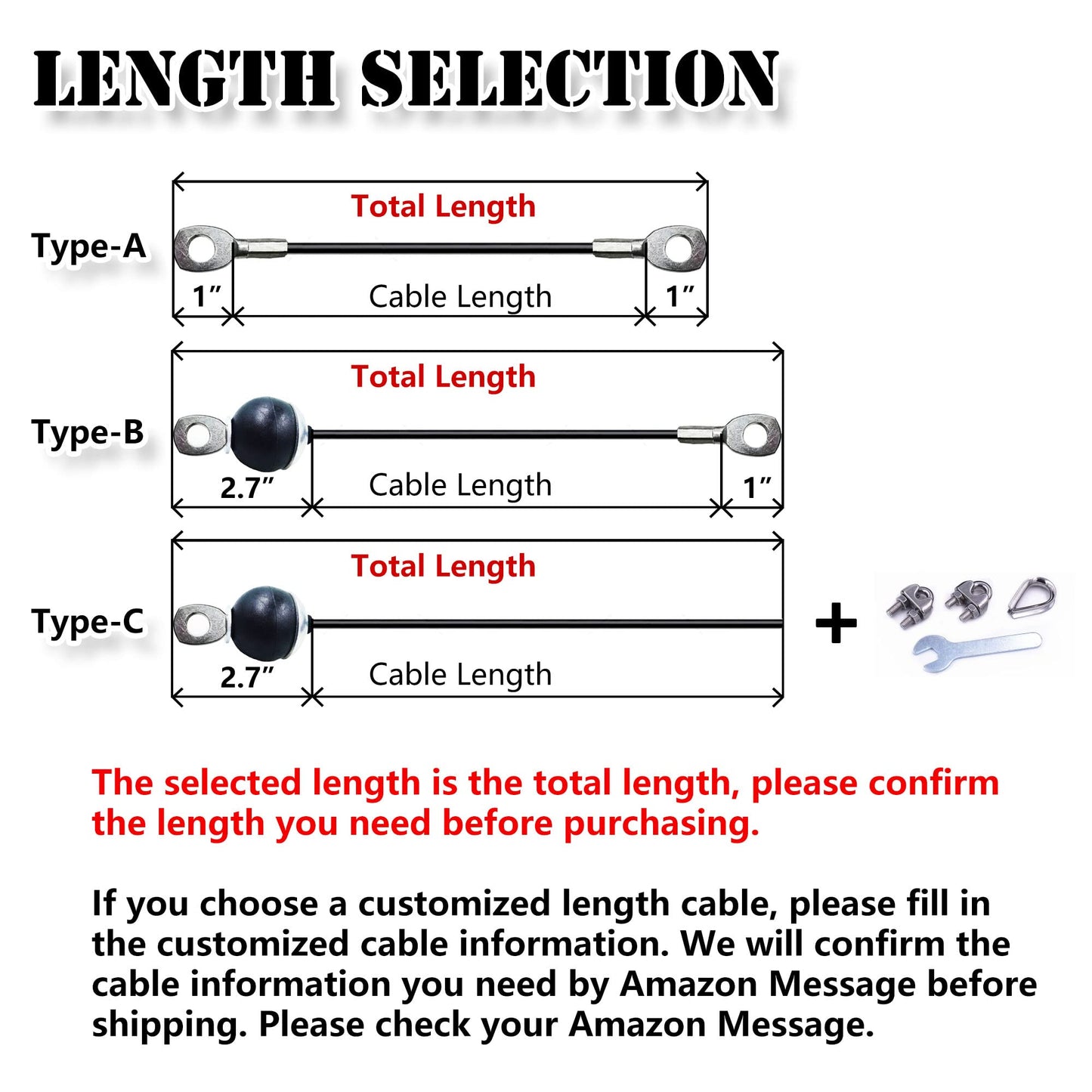 J Bryant Fitness Gym Replacement Cable Fitness Pulley Cable Thick 0.2inch/5mm Heavy Duty Steel Wire Rope for Home Gym Cable Pulley Attachments Machine Accessories (Type-B, 98")